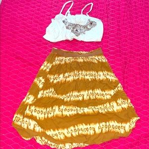 H&M tan midi skirt. WORN ONCE